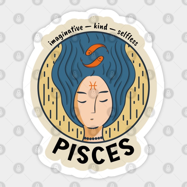 Pisces Zodiac Girl Sticker by Whimsical Frank